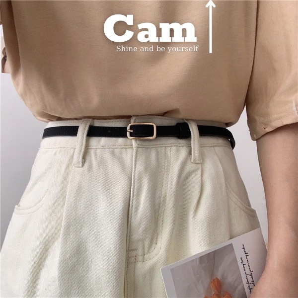 Thắt lưng nữ nhỏ xíu mini mặt chữ nhật 1CM Camcamvintage - Dây nịt thắt váy áo bản nhỏ Basic đơn giản S3
