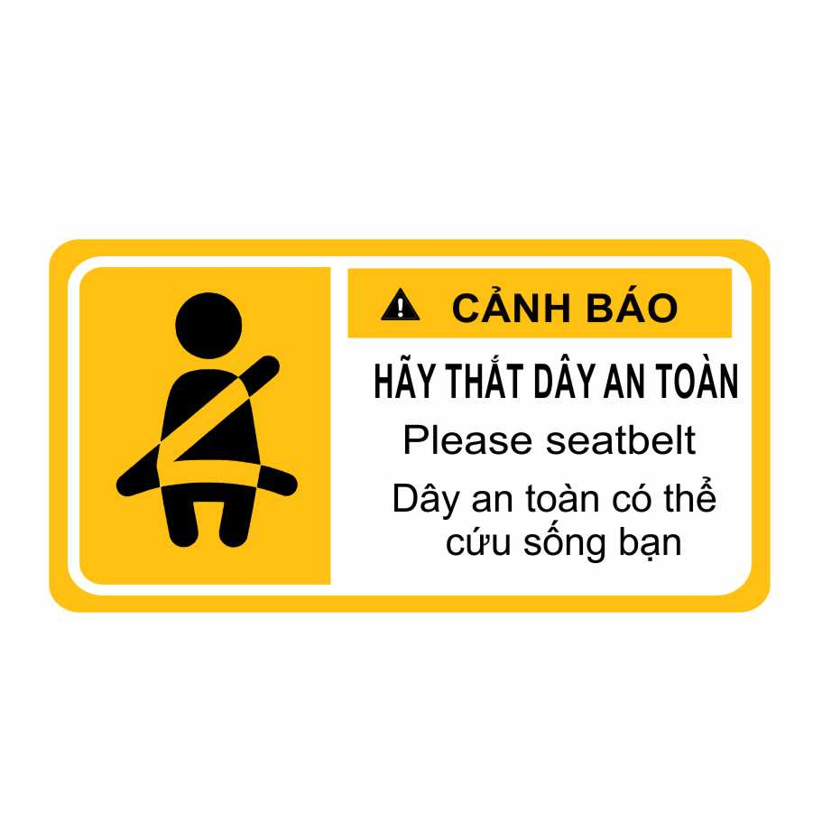 Miếng Decal Dán Hãy Thắt Dây An Toàn, Chống Phai Màu, Chống Nước, Không Để Lại Keo Khi Bóc 7*3.5 cm