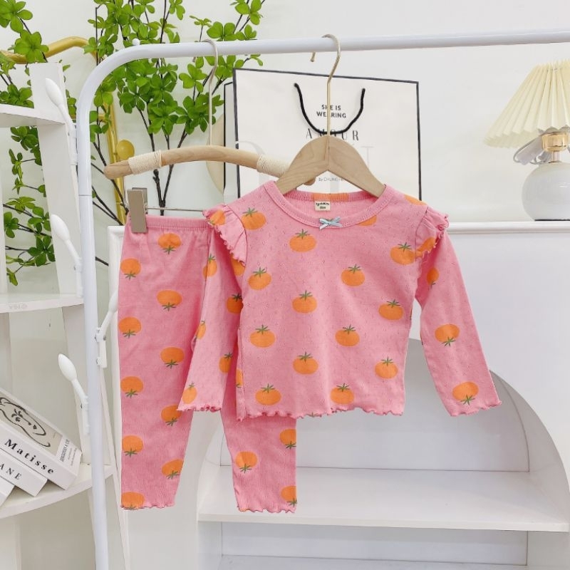 Bộ dài tay cánh tiên 100% cotton thông hơi xuất Nhật cho bé gái