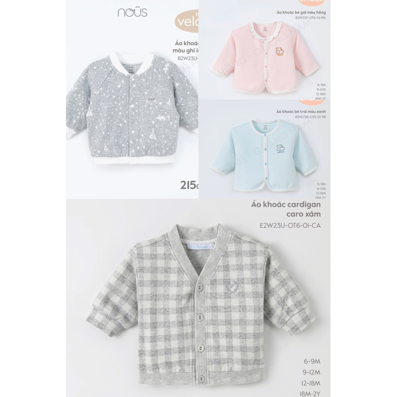 Áo khoác nous mềm mịn cho bé mẫu mới 2023