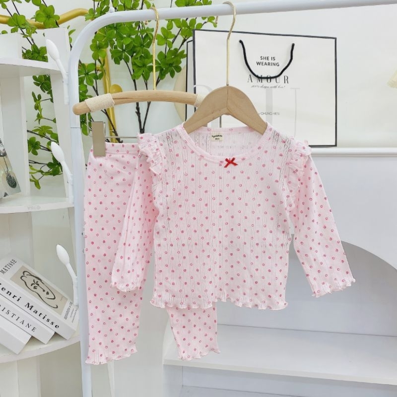Bộ dài tay cánh tiên 100% cotton thông hơi xuất Nhật cho bé gái