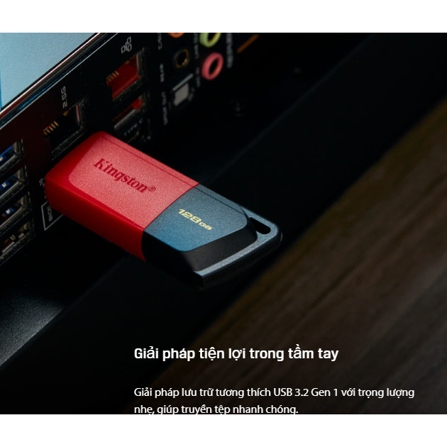 USB Kingston 128GB 64GB 32GB 3.2 siêu tốc độ 100Mb/s bh 5 năm, usb chính hãng nắp trượt có khe gắn chìa khoá