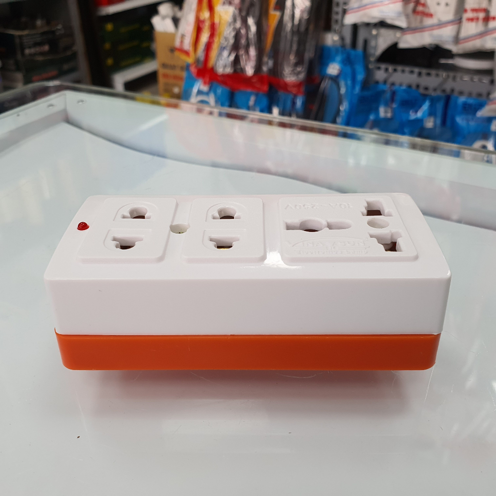 Ổ cắm điện 3 lỗ 10A - 250V đa năng lõi sứ cao cấp Vina Sun mẫu mới