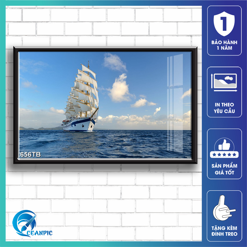 Tranh Thuận Buồm Xuôi Gió Treo Tường CEANPIC Tráng Gương Dùng Decor Phòng Khách, Tạo Phong Thủy Tốt cho Nhà Bạn