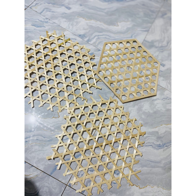 Combo 9 Vỉ tre dán nẹp viền, phên tre đan thủ công ⚡ HÀNG LOẠI 1 ⚡- Kích thước đường kính 20x20cm vì