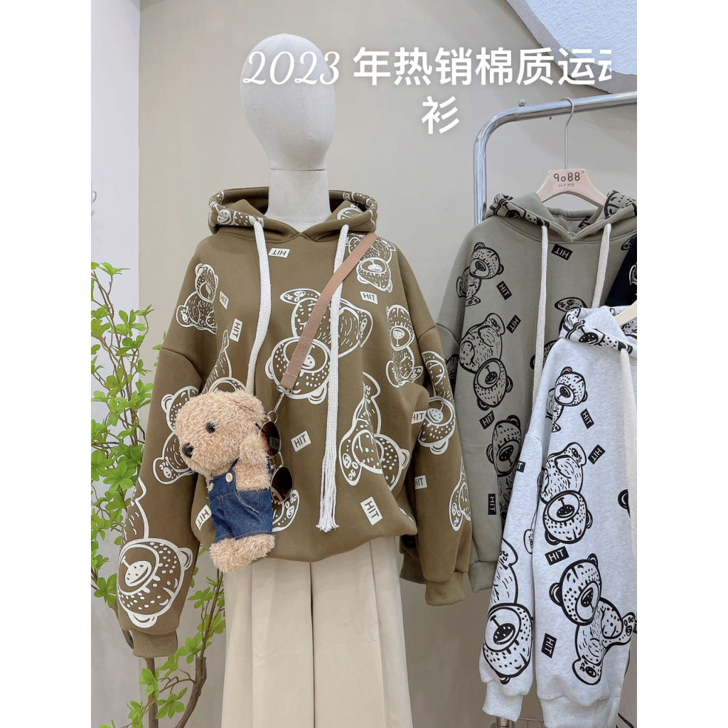 ÁO HOODIE, ÁO NỈ BÔNG CÓ MŨ IN TRÀN HOẠ TIẾT GẤU PHOM TO, CHẤT ĐẸP KIỂU DÁNG TRẺ TRUNG NĂNG ĐỘNG