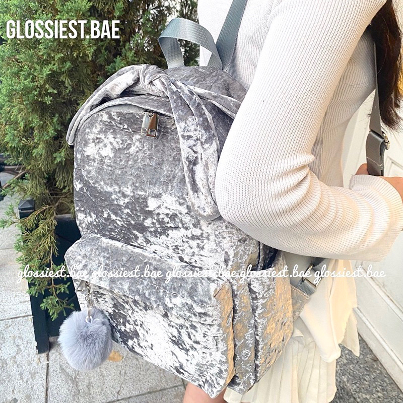 VELVET BACKPACK - BALO NHUNG XÁM