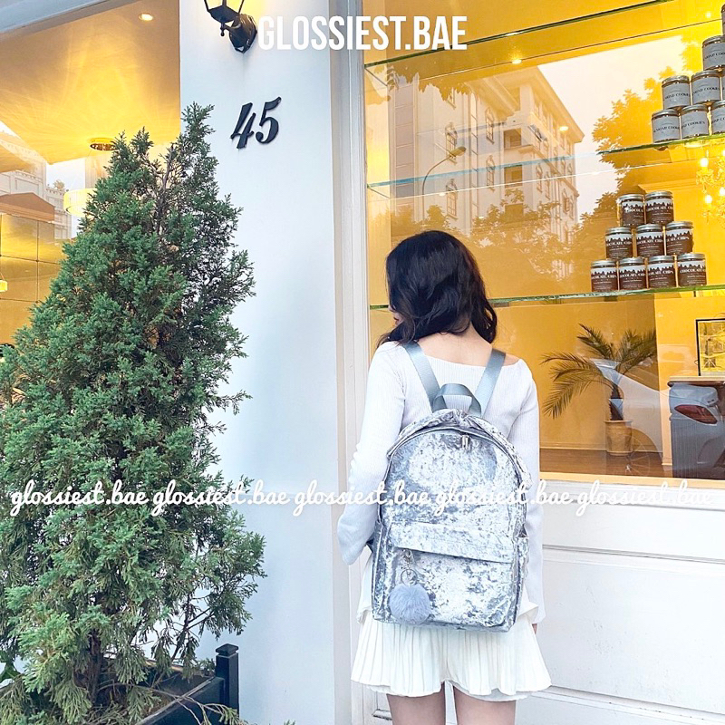 VELVET BACKPACK - BALO NHUNG XÁM