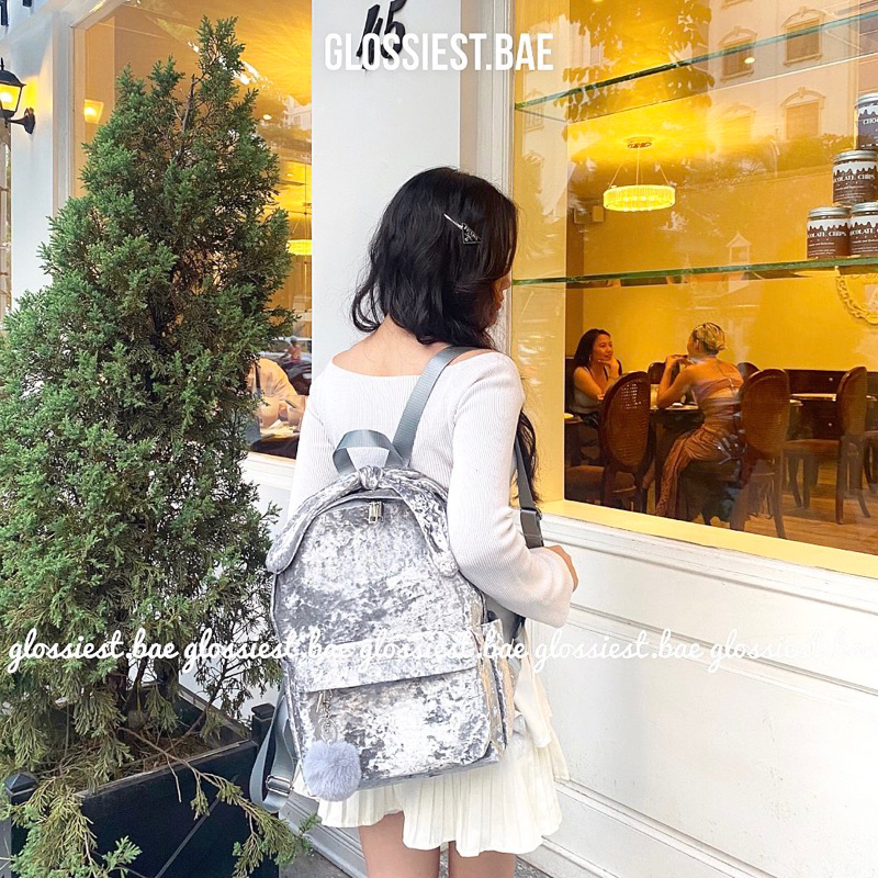 VELVET BACKPACK - BALO NHUNG XÁM