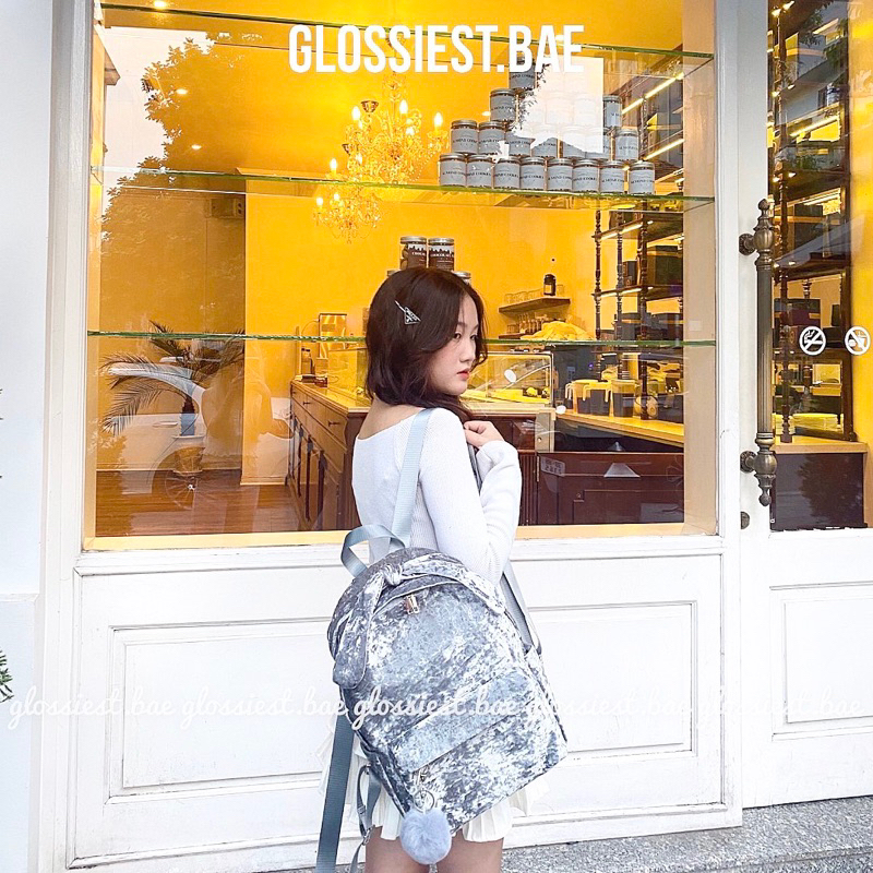 VELVET BACKPACK - BALO NHUNG XÁM