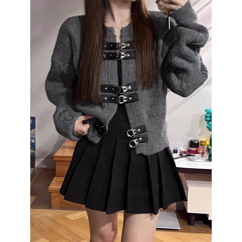 Áo Khoác Cardigan Dệt Kim Phong Cách Móc Khoá Xịn