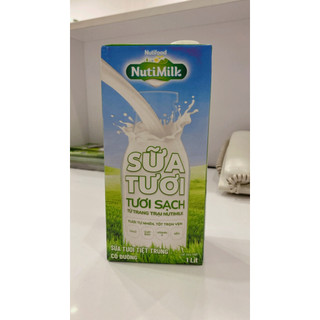 Nutimilk sữa tươi tiệt trùng nguyên chất có đường hộp 1 lít