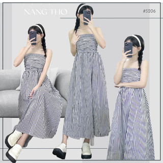 Đầm váy maxi cúp ngực kẻ sọc 5206