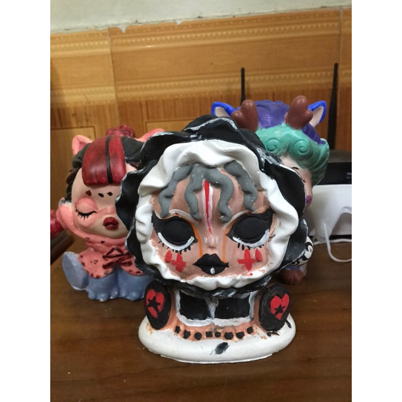 Tượng tô màu thạch cao SKULL PANDA size đại 18cm
