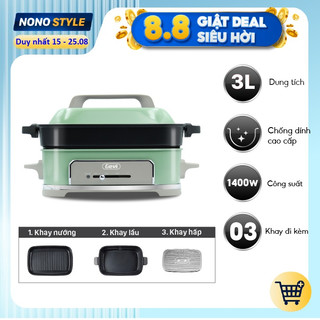 Nồi Lẩu Nướng Đa Năng Gevi, Dung Tích 3L, Công Suất 1400W, Bộ Phụ Kiện Đa Năng, Bảo Hành 12 Tháng