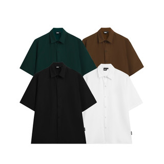 Áo sơ mi tay ngắn nam nữ Toki Store form rộng unisex tay lỡ chất vải lụa mịn