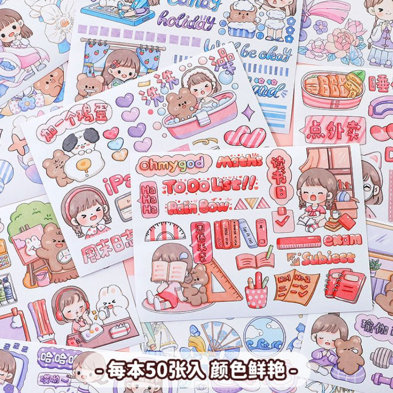 Sổ Sticker 50 Tấm Trang Trí Họa Tiết Cute