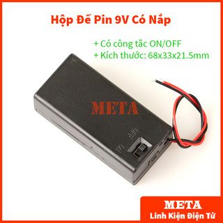 Hộp đế pin 9v có nắp và công tắc on/off