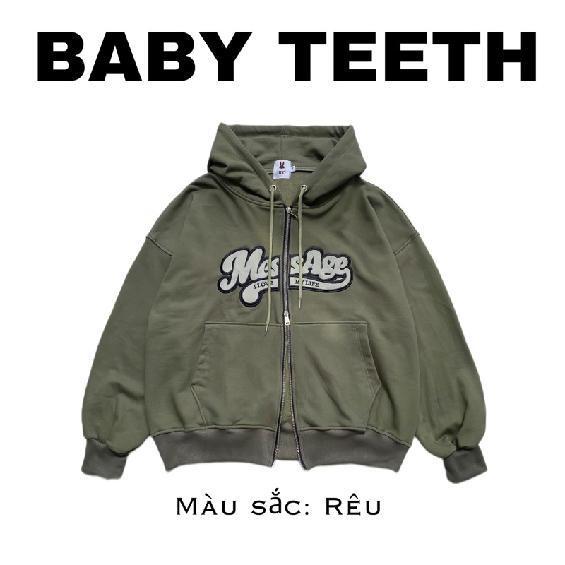 Áo Khoác hoodie boxy zip