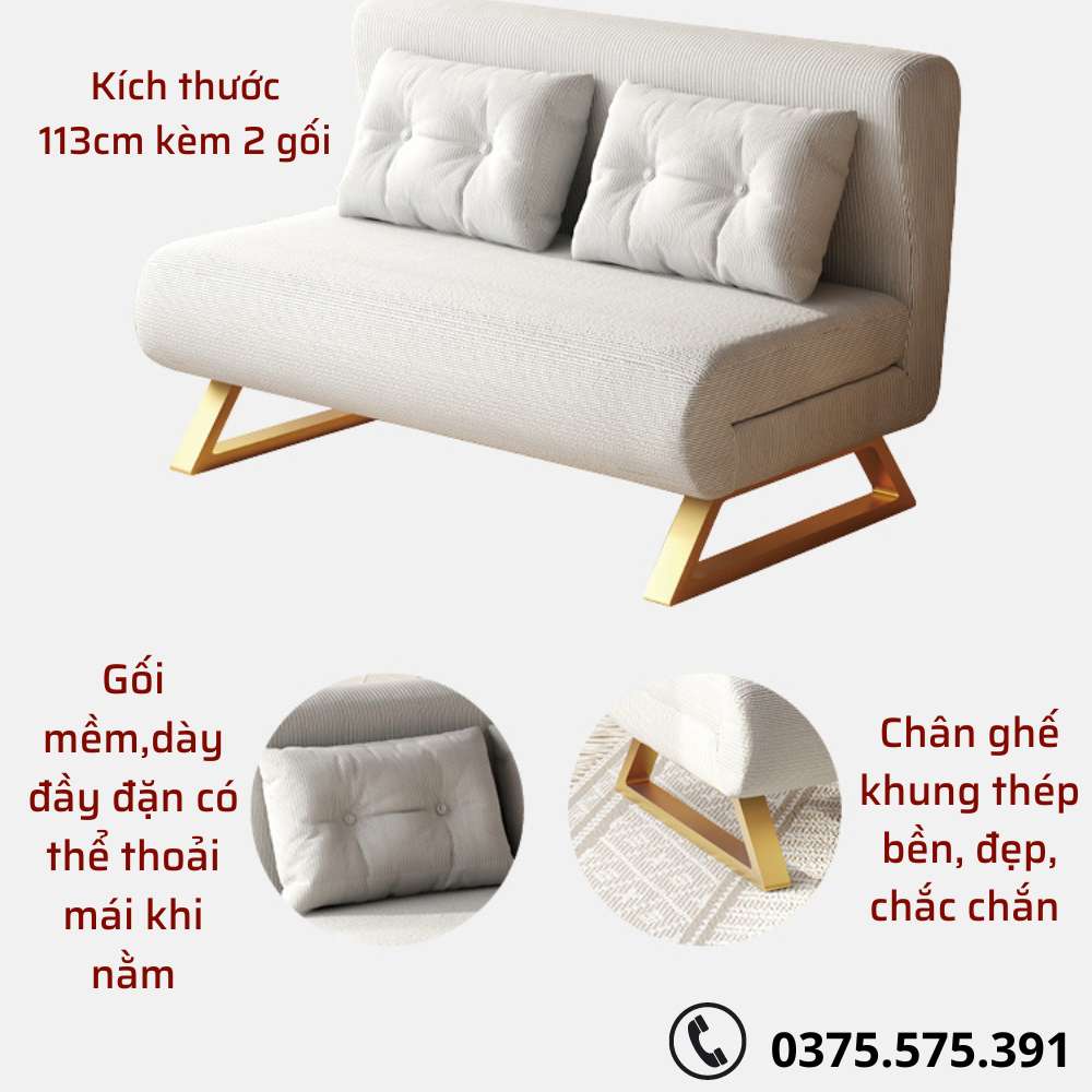 Ghế Sofa Giường Gấp Gọn Đa Năng 2 Trong 1, Sofa Giường Thông Minh Vải Nhung Nỉ Cao Cấp, Khung Ghế Chắc Chắn  ( MẪU MỚI ) | BigBuy360 - bigbuy360.vn