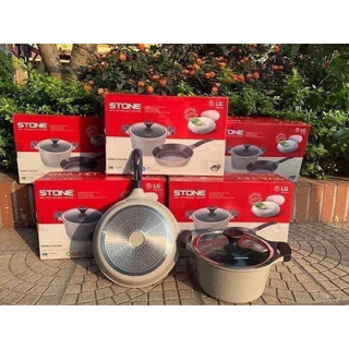 💁👍 BỘ NỒI ĐÁ size 24cm & CHẢO ĐÁ size 28cm LOCK &LOCK
