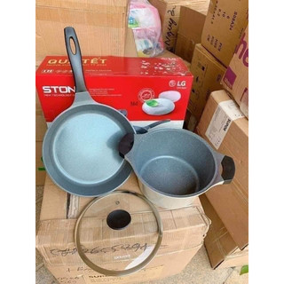 💁👍 BỘ NỒI ĐÁ size 24cm & CHẢO ĐÁ size 28cm LOCK &LOCK