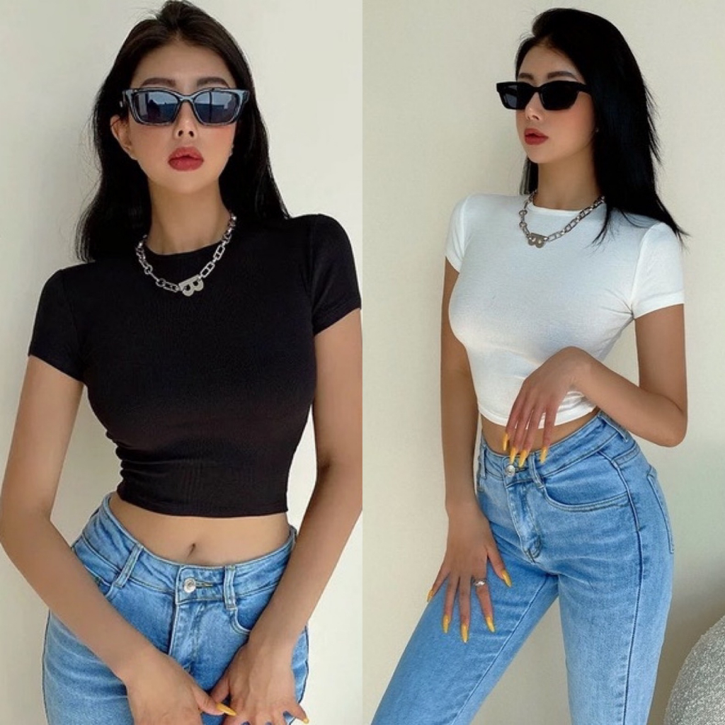Áo croptop nữ tay ngắn cổ tròn áo thun bigsize áo thun ôm body áo kiểu nữ Bigsize Kim Ngân từ 50kg đến 100 kg M/L/XL/XXL