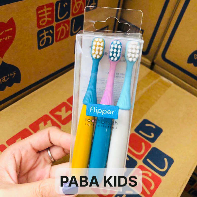 SET 3 bàn chải FLIPPER Kháng khuẩn cho bé 2-5 tuổi xuất chuẩn