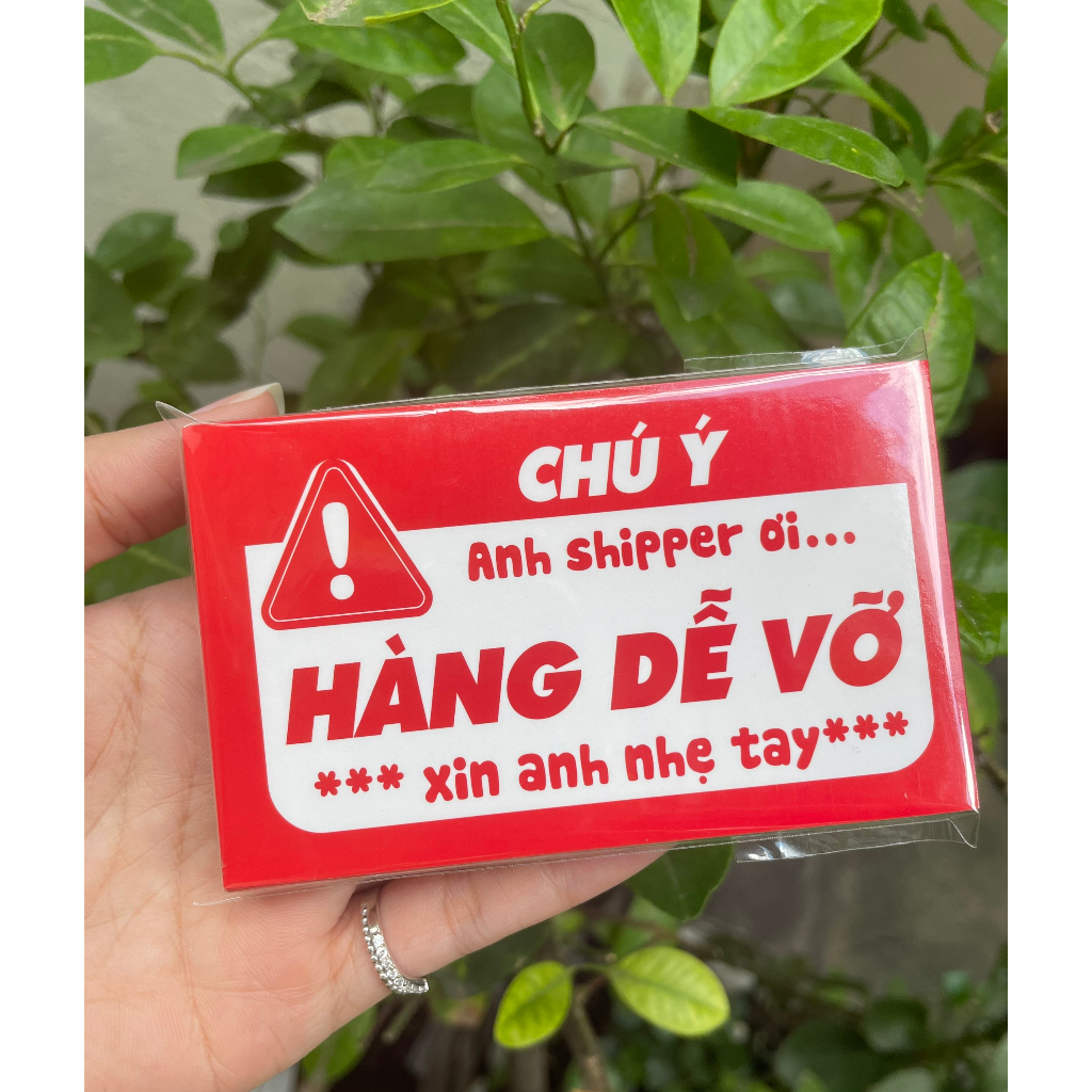 Tem nhãn dán cảnh báo hàng dễ vỡ có keo dán sẵn