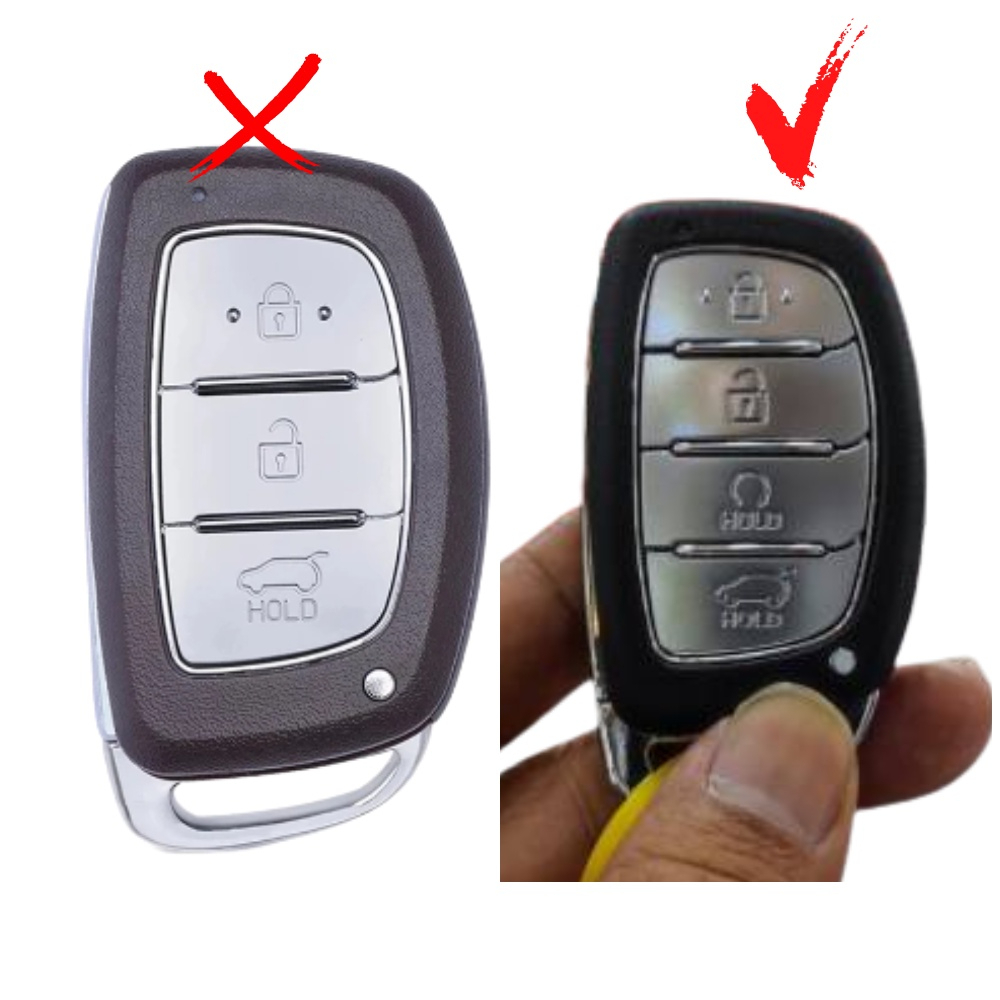 Bao da móc khoá bọc ốp chìa khóa xe ô tô Hyundai Creta 2023, Hyundai Stargazer 2022 2023 4 nút da bò thật