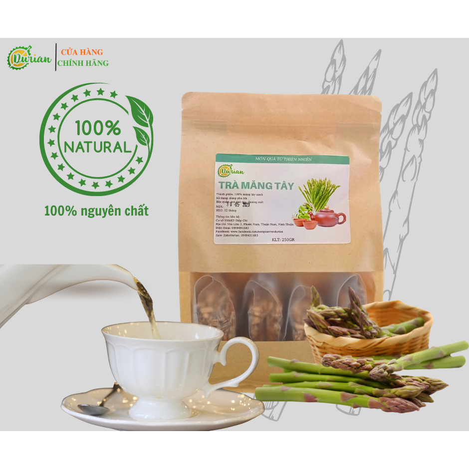 Combo 2 gói Trà Măng Tây Xanh Durian 250gr mát gan, tốt cho tim mạch, hỗ trợ sức khỏe