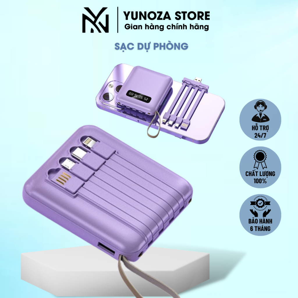 Sạc Dự Phòng 20000mAh Tích Hợp 4 Cổng Sạc - Pin Dự Phòng Mini Màn Hình Led Bảo Hành 6 Tháng