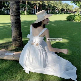 Đầm trắng maxi nơ lưng sau siêu phẩm