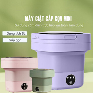 Máy giặt mini gấp gọn, máy giặt đồ lót, tất vớ, đồ cho bé dung tích 6L tự vắt khô an toàn cho da ( Bảo Hành 12 Tháng )