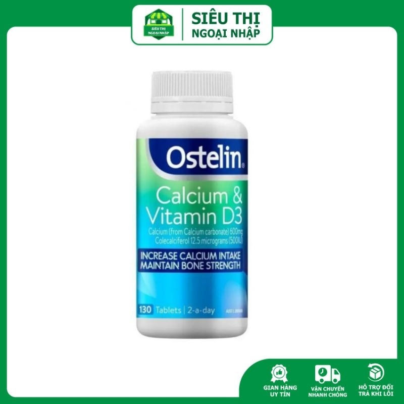 Viên uống bổ sung Canxi và Vitamin D cho người lớn và mẹ bầu, Ostelin Calcium & Vitamin D Úc -130 viên