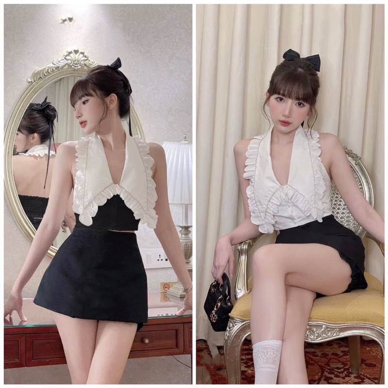 Set áo đính hạt + chân váy A( chuyên sỉ)