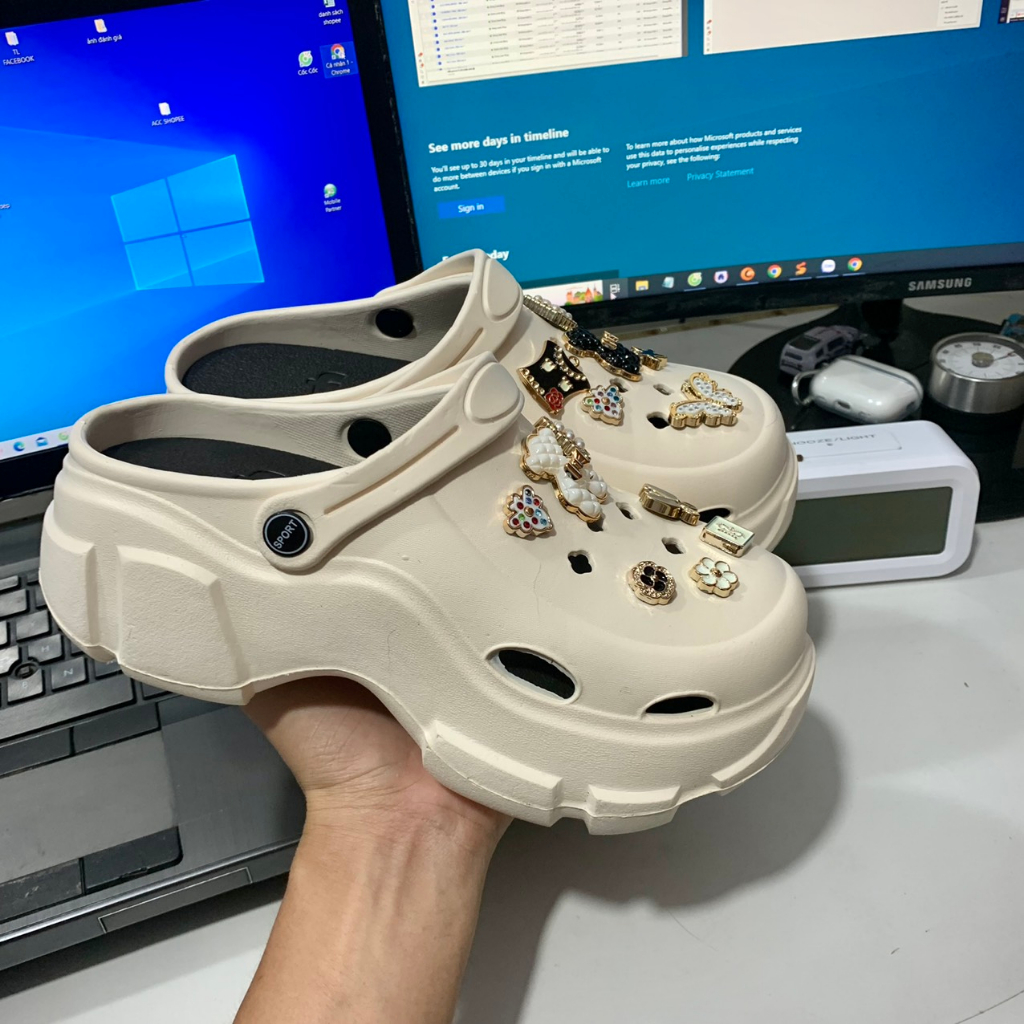 Dép bánh mì,Dép Sục đế cao Dép CROSS FASHION Đế độn tăng chiều cao siêu nhẹ