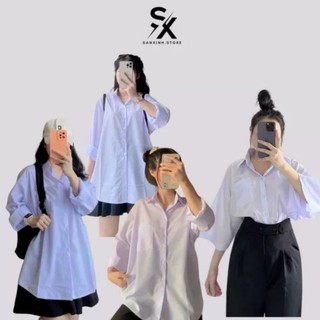 Áo sơ mi trắng cọc tay đi học