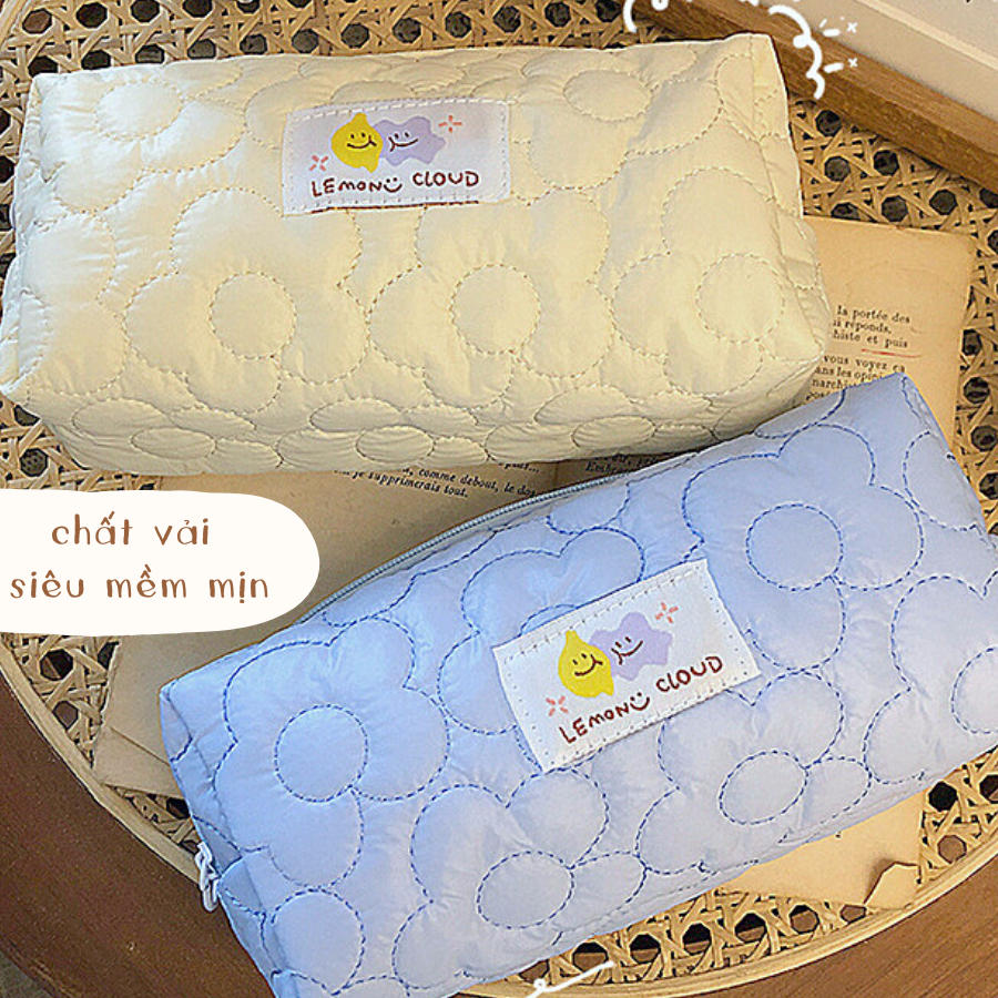 Hộp bút bông hoa Lemon cloud vải phao đựng đồ dùng học tập
