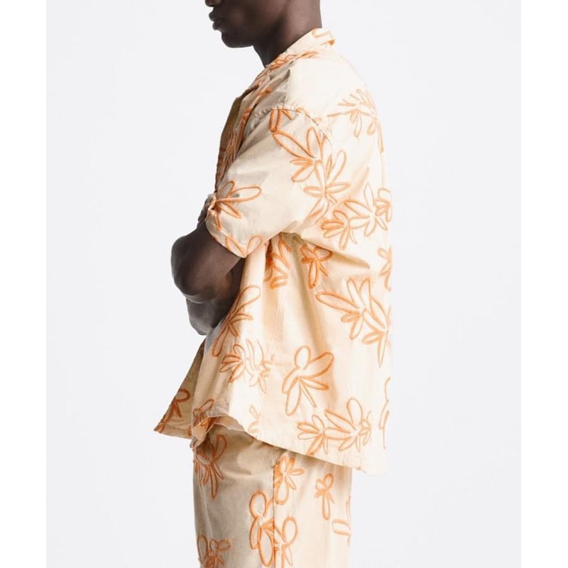 Áo sơ mi nam ngắn tay Zara authentic EMBROIDERED size S