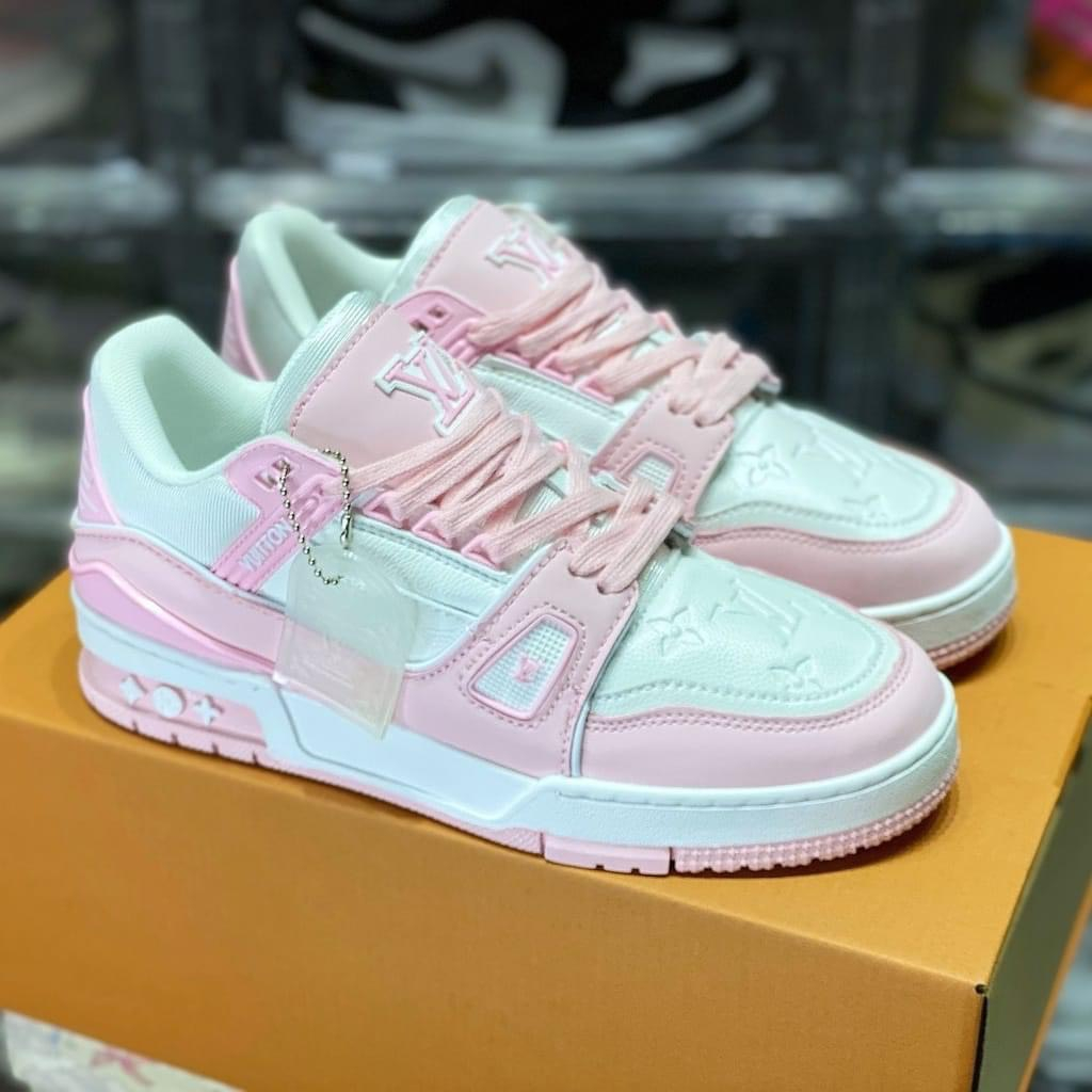 Giày LV Louis Vuitton Trainer Black White, Giày Sneaker LV Nam Nữ Mẫu Mới Hot Hit 2 Phiên Bản Màu Sắc Hàng Cao Cấp