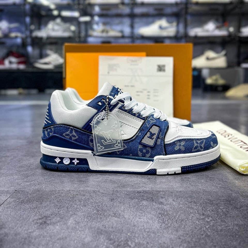 Giày LV Louis Vuitton Trainer Black White, Giày Sneaker LV Nam Nữ Mẫu Mới Hot Hit 2 Phiên Bản Màu Sắc Hàng Cao Cấp