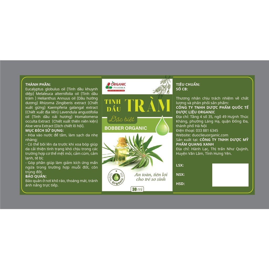 Tinh dầu tràm nguyên chất Bobber 30ml hỗ trợ kích ứng mẩn ngứa, cảm lạnh cảm cúm cho trẻ