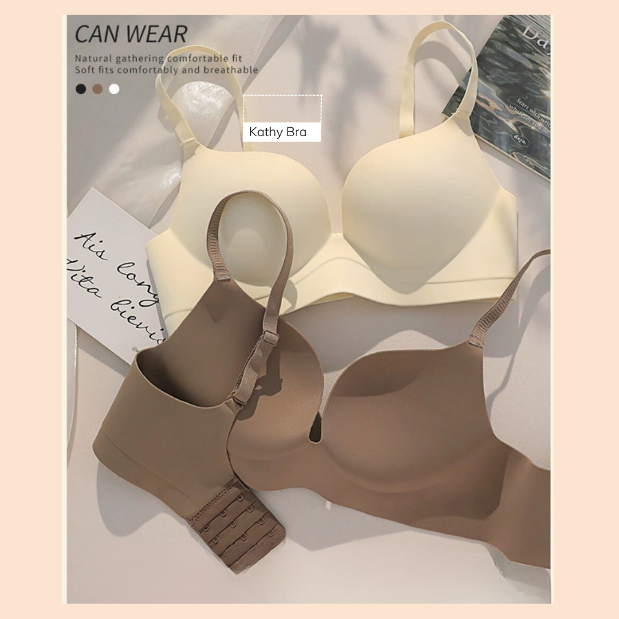 B73 Áo Lót Su Nâng Ngực Trơn Basic KATHY BRA Che Mỡ Lưng Không Gọng Đêm Vừa Mềm Mại Siêu Hót