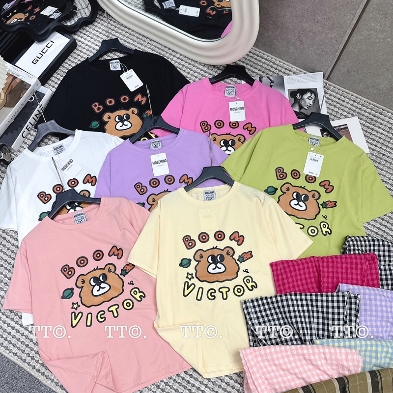 Set Bộ Áo Cotton Tàu Phối Quần Kẻ Dễ Thương Mã TT92