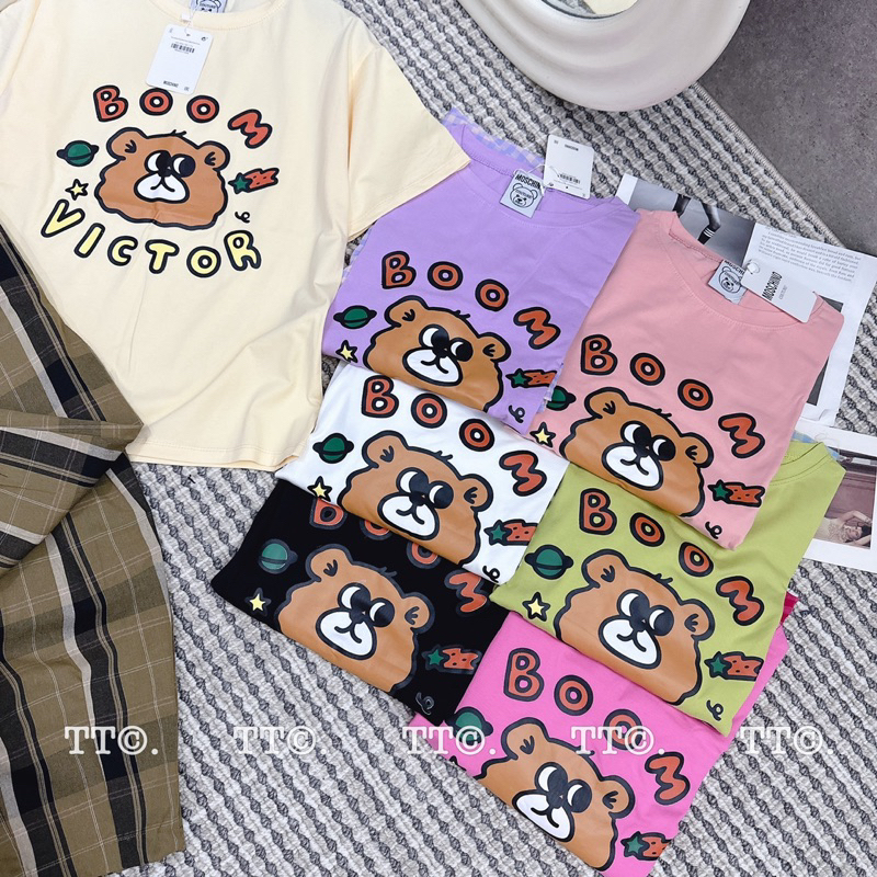 Set Bộ Áo Cotton Tàu Phối Quần Kẻ Dễ Thương Mã TT92