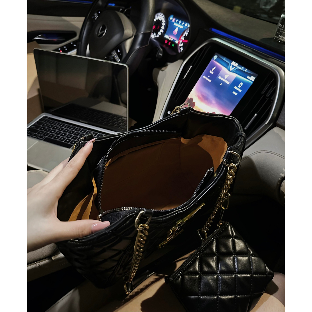 Túi bigsize da mềm cao cấp đi biển gấp size 38 đựng nhiều đồ màu đen/trắng