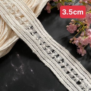 Ren cotton , màu trắng kem  ,size 2.5cm và 3.5cm(5 mét)
