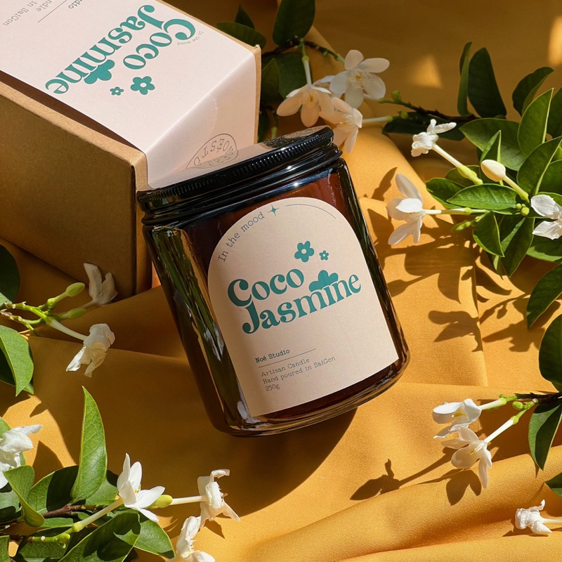 Nến Thơm Noé Studio Coco Jasmine Cao Cấp Có Nắp Đậy Sáp Đậu Nành Tinh Dầu Thiên Nhiên An Toàn