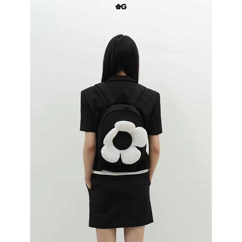 Balo Nhỏ Mini Hoa Trắng Đen cute